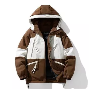 Зимняя мужская теплая толстая ветрозащитная куртка высокого качества с несколькими карманами и капюшоном, модное водонепроницаемое пальто S белый