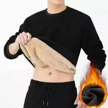 Зимняя мужская толстовка из утолщенного плюша, сохраняющая тепло, с круглым вырезом, длинными рукавами, эластичными манжетами, размер плюс, однотонный низ, верхняя часть, повседневная одежда L светло-серый