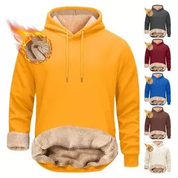 Зимняя мужская толстовка с капюшоном на бархатной подкладке, свободная, с длинными рукавами, со шнурком, большого размера, средней длины, с эластичными манжетами и подолом, повседневная толстовка для пары XXXXL