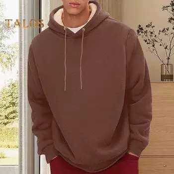 Зимняя мужская толстовка с капюшоном на бархатной подкладке, свободная, с длинными рукавами, со шнурком, большого размера, средней длины, с эластичными манжетами и подолом, повседневная толстовка для пары XXXXL светло-серый