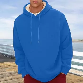 Зимняя мужская толстовка с капюшоном на бархатной подкладке, свободная, с длинными рукавами, со шнурком, большого размера, средней длины, с эластичными манжетами и подолом, повседневная толстовка для пары XXXXL оранжевый