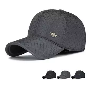Зимняя мужская утепленная бейсболка с защитой от ветра и ушей, теплая кепка для верховой езды для людей среднего и пожилого возраста чёрный