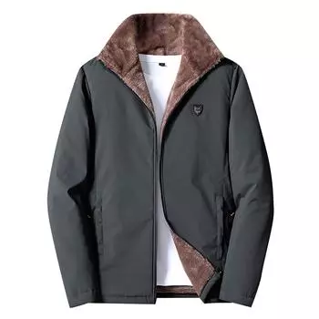 Зимняя мужская утепленная куртка с длинным рукавом из композитной шерсти ягненка, теплое пальто XXL серый