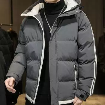 Зимняя мужская утепленная свободная куртка с хлопковой подкладкой M чёрный