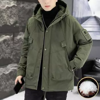 Зимняя мужская утолщенная теплая куртка с капюшоном, новая повседневная модная куртка L