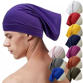 Зимняя мужская вязаная шапка, эластичная, однослойная, однотонная, защита ушей, хип-хоп, мешковатая, для защиты головы, шапка-бини, для улицы, с начесом