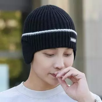 Зимняя мужская вязаная шапка, эластичная, утолщенная, однотонная, с защитой ушей, теплая, повседневная, для катания на лыжах, коньках, головной убор темно-серого