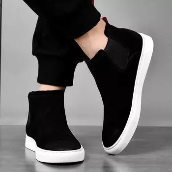 Зимняя мужская зимняя обувь. Теплые плюшевые ботинки. Обувь «Челси». Удобные зимние ботинки. Мужская повседневная обувь. Обувь большого размера с меховой подкладкой. 38