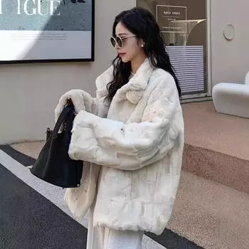 Зимняя наложница норковая шуба из меха новинка воротник-стойка имитация норки женская одежда украшение из шерсти плюшевая одежда толстая S