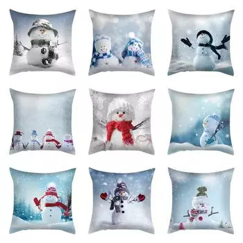 Зимняя наволочка со снеговиком, милый снеговик с принтом, рождественская наволочка для дивана, спальни, дома 40x40cm