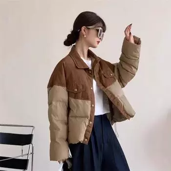 Зимняя новая 90-х белая куртка-пуховик из денима сращивание модная утолщенная белая теплая куртка-пуховик из утиного пуха S [Recommended 80--60kg] хаки