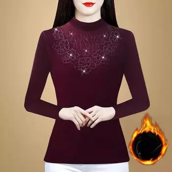 Зимняя новая эластичная полуводолазка нижняя рубашка тонкая футболка молодая мама иностранный стиль длинный рукав топ M