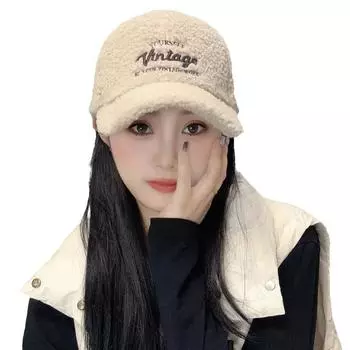 Зимняя новая бейсболка из овечьей шерсти женская теплая плюшевая универсальная модная кепка для пар мужская мода Adjustable