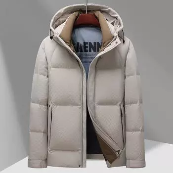 Зимняя новая белая утиная пуховая куртка для мужчин, утолщенная модная пуховая куртка с капюшоном, куртка средней длины, защищающая от холода L