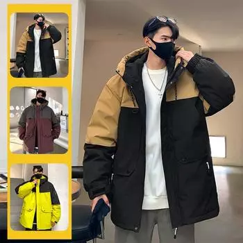 Зимняя новая цветная вставка с капюшоном, новый национальный стандартный пуховик в стиле Гонконга, модный универсальный стиль для пары BL3970 M