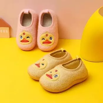 Зимняя новая детская хлопковая обувь с рисунком из мультфильма, хлопковые тапочки для малышей, зимняя детская сумка для мальчиков с хлопковой обувью для девочек 12 жёлтый