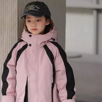 Зимняя новая детская высококачественная белая утиная пуховая модная ветровка-пуховик с подходящим цветом 120cm бежевый