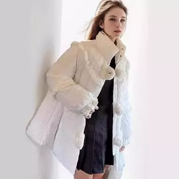 Зимняя новая дизайнерская куртка sense nickel button thicken зимняя свободная белая куртка женская S белый