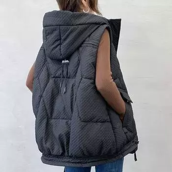 Зимняя новая европейская универсальная утепленная свободная куртка с капюшоном, женская, средняя и длинная, жилет из хлопка M белый