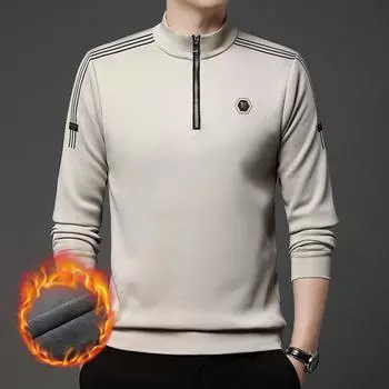 Зимняя новая флисовая толстая футболка с длинным рукавом и половиной высокого ворота, мужская повседневная теплая толстовка с принтом, мужская толстовка M