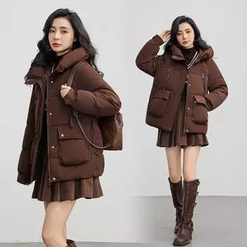 Зимняя новая хлопковая куртка теплая свободная короткая женская хлопковая куртка M