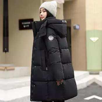 Зимняя новая хлопковая одежда с капюшоном, женская утепленная модная женская одежда средней длины, тонкая куртка, пальто M хаки