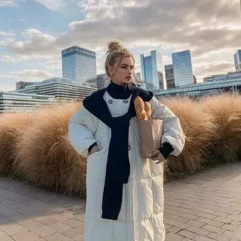 Зимняя новая хлопковая одежда средней и длинной длины, женская свободная хлопковая одежда, утолщенная модная одежда из хлопка, одежда из хлопка S белый