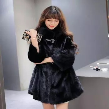 Зимняя новая искусственная шуба средняя и длинная имитация меха кролика S белый