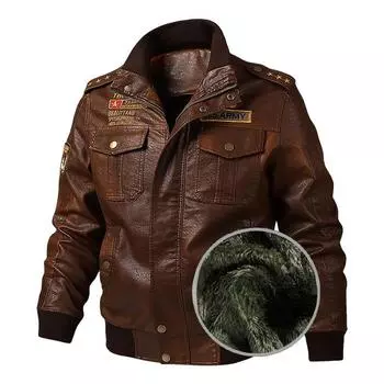 Зимняя новая кашемировая и толстая стираная искусственная кожа мотоциклетная кожаная куртка мужская кожаная куртка большого размера M