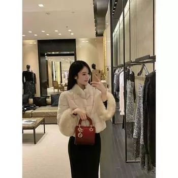 зимняя новая корейская версия моды дочь темперамент знаменитость экологически чистый норковый бархат экологически чистый меховой жакет S [within 50kg]