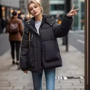 Зимняя новая корейская версия пуховой хлопковой одежды, женская свободная повседневная универсальная хлопковая одежда с этикеткой, женская хлопковая куртка M