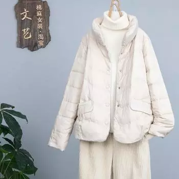 Зимняя новая короткая модная легкая куртка-пуховик из белого утиного пуха, теплая куртка с воротником-стойкой, универсальное женское пальто M красный