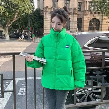 Зимняя новая короткая свободная и модная короткая куртка с плотной повседневной курткой с воротником-стойкой S белый