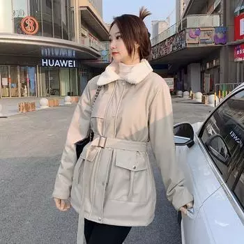 Зимняя новая кожаная куртка женская корейская версия утолщенный искусственный мех интегрированный локомотив кожаная куртка ретро гонконгский стиль S