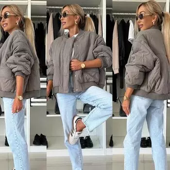 Зимняя новая куртка больших размеров свободного покроя однотонного цвета с длинными рукавами и пуговицами из хлопка большого размера 2024 года S чёрный