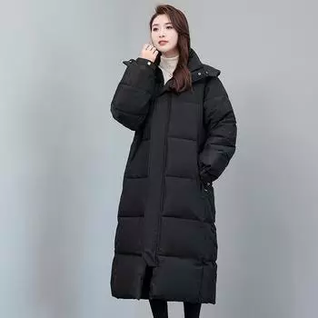 Зимняя новая куртка длиной до колена с хлопковой подкладкой для женщин, утолщенная куртка с хлопковой подкладкой для студентов, изучающих китайскую драму S