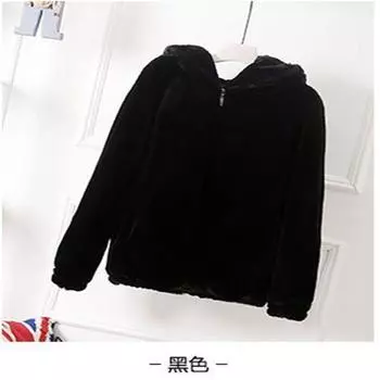 Зимняя новая куртка из искусственного меха для женщин 2024 года, свободная и симпатичная короткая, с капюшоном из плюшевого кролика Рекс S белый