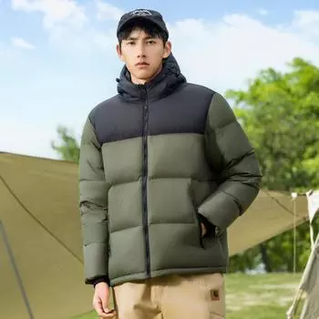 Зимняя новая куртка-пуховик модная повседневная куртка с капюшоном для пары утолщенная куртка-пуховик с капюшоном XS чёрный