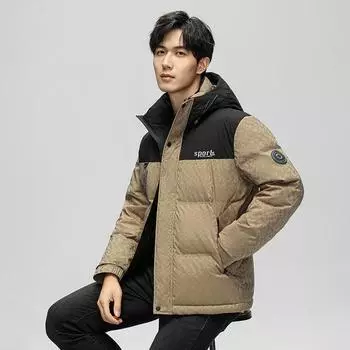 Зимняя новая куртка-пуховик молодежная жаккардовая куртка с капюшоном мужская 90-го года теплая куртка на утином пуху модная M