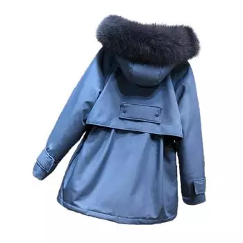 Зимняя новая куртка-пуховик с утолщенным средним и длинным меховым воротником для женщин в Корейском стиле, свободная талия, чтобы преодолеть XS белый