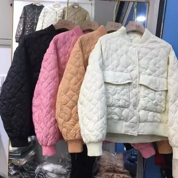 Зимняя новая куртка-пуховик женская короткая корейская версия свободная и легкая теплая повседневная куртка-бейсболка с карманом куртка S белый