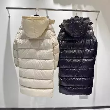 Зимняя новая куртка-пуховик женская Maya средней и длинной длины выше колена, глянцевая, несмываемая, матовая, утолщенная, большого размера S size (within 50 kg) чёрный