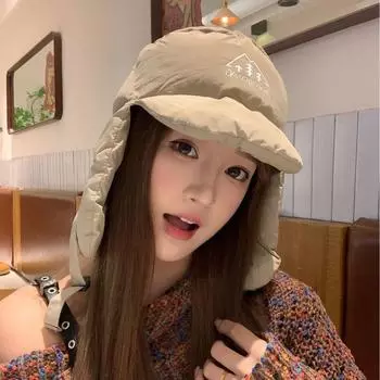 Зимняя новая легкая пуховая хлопковая шапка-яйцо для мужчин и женщин, защита от холода для езды на велосипеде, защита ушей, летная шапка M56-58cm чёрный