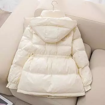 Зимняя новая модная куртка-пуховик для женщин 2024 года, облегающая, в стиле колледжа, утолщенная, теплая куртка S чёрный