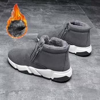 Зимняя новая модная мужская обувь с плюшевой и толстой изоляцией, трендовая хлопковая обувь, зимние сапоги 39 чёрный