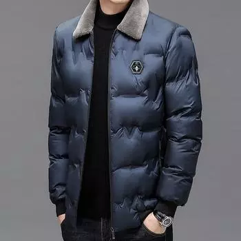 Зимняя новая модная мужская свободная куртка, хлопковое пальто для папы, повседневное хлопковое пальто с маленьким меховым воротником 5XL
