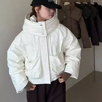 Зимняя новая модная повседневная ветрозащитная свободная короткая куртка-пуховик женская белая куртка на утином пуху прилив S recommends within 62.5 kg белый
