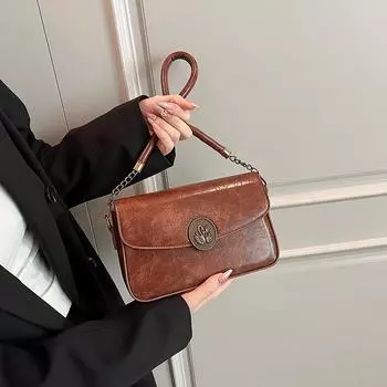 Зимняя новая модная простая женская сумка с ретро-фактурой, сумка на одно плечо, универсальная диагональная крестообразная маленькая квадратная сумка