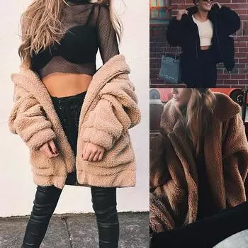 Зимняя новая модная шуба из искусственного меха, женская шуба из искусственного меха средней длины с леопардовым принтом, ветрозащитное пальто для улицы M чёрный