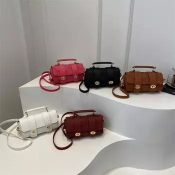 Зимняя новая модная сумка через плечо с тисненой текстурой, сумка через плечо, ретро-цилиндрическая сумка-кошелек для женщин 19.5x8.5x11cm чёрный